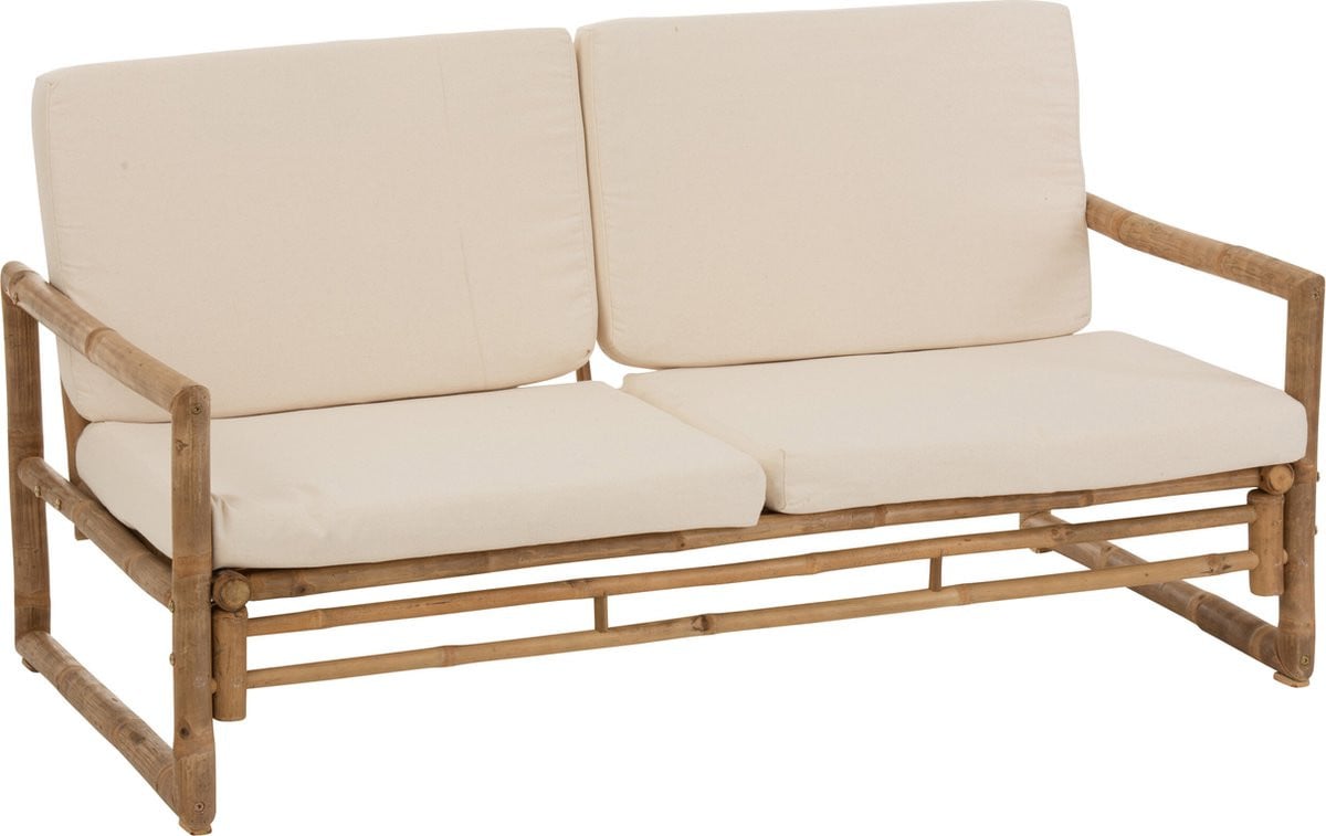 J-Line zetel voor 2 personen van bamboe en textiel in naturel en wit