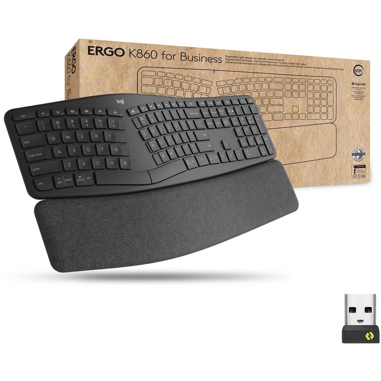 Logitech Ergo K860 for Business USB 2.4GHz Bluetooth Schweizer Deutsch schwarz (kabellos)