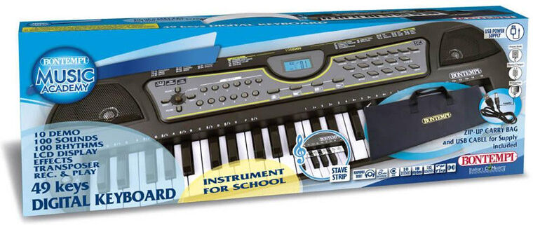 Clavier électronique 49 touches avec housse et adaptateur - Bontempi
