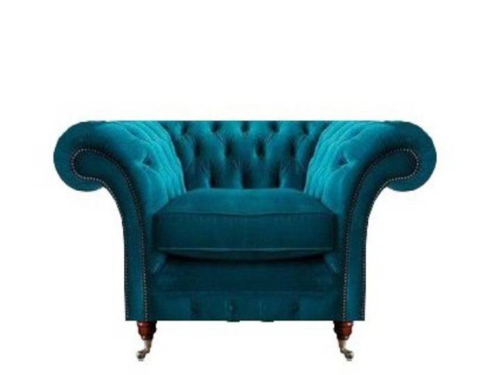 Xlmoebel Chesterfield-Sessel Sessel Blau Luxus Stil Chesterfield Wohnzimmer Polster Stoff (Sessel), Made in Europa