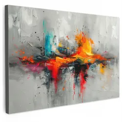 LEINWANDBILD Moderne Kunst - Orange - Grau - Abstrakt Gemälde 60x40 cm