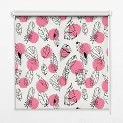 INNENROLLO - Fensterrollo - Rollo - 60x40 cm - Federn und rosa Punkte