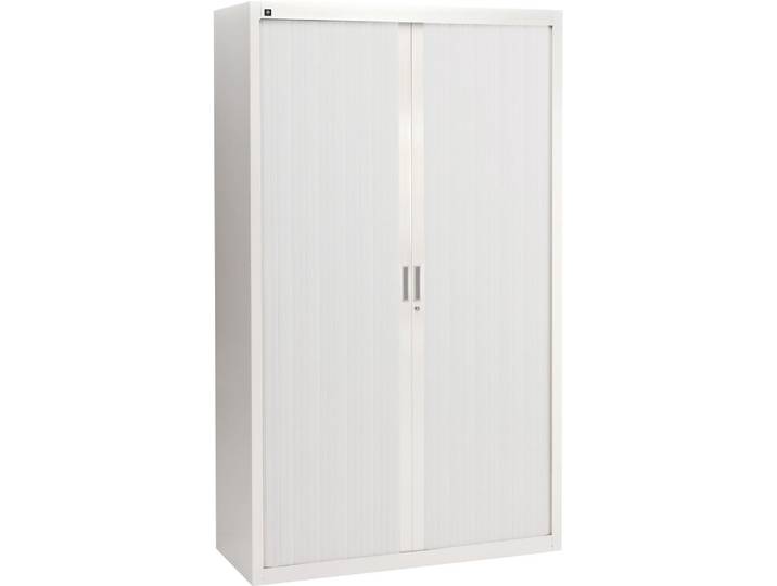 Pack armoires à rideaux Bruneau H 200 cm corps gris clair RAL 7035 / portes aluminium - 1 achetée = 1 offerte de même coloris - Armoires métal - Bruneau