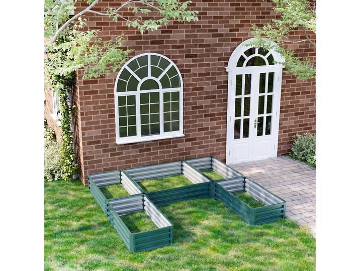 Outsunny Jardinière Acier Modulable Vert 5 Pièces Légumes