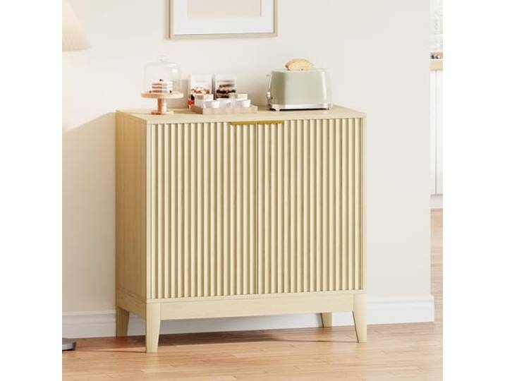 Garvee Modernes, geriffeltes Sideboard – 2 Türen & verstellbares Regal – Vielseitige Kommode im Mid-Century Design – Großer Stauraum & stabile Konstruktion – Für Wohnzimmer, Esszimmer, Küche & Flur –