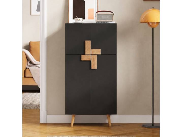 Armoire de cuisine Norevia 4 portes avec rangements de porte noir 60 x 35 x 120 cm