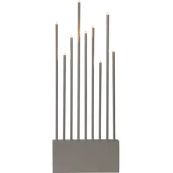 Tischleuchte Kerzenständer Wohnzimmerlampe 9-flammig Grau Holz Stahl H 60 cm