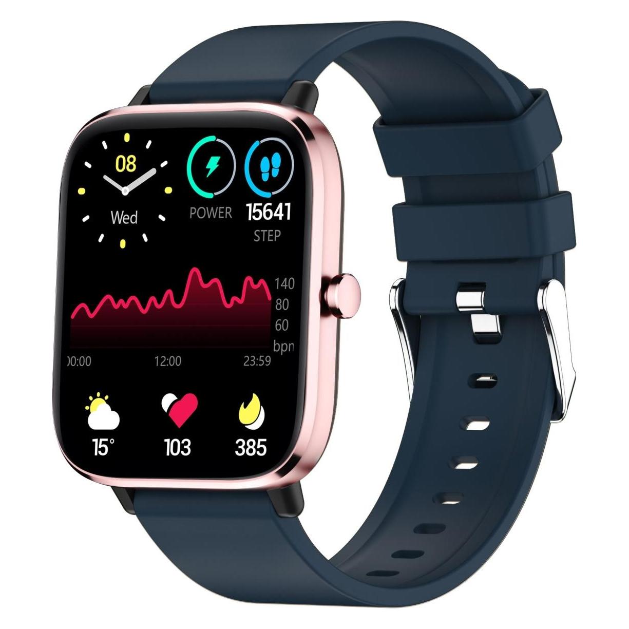 Giewont GW230-5 Roségold-Blaue Smartwatch (38 mm, Kunststoff, Rose Gold, ohne SIM) (GW230-5)