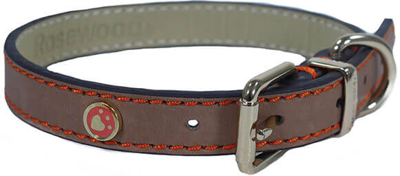 Luxury Leather 22 - 26 Brown Leather Dog Collar