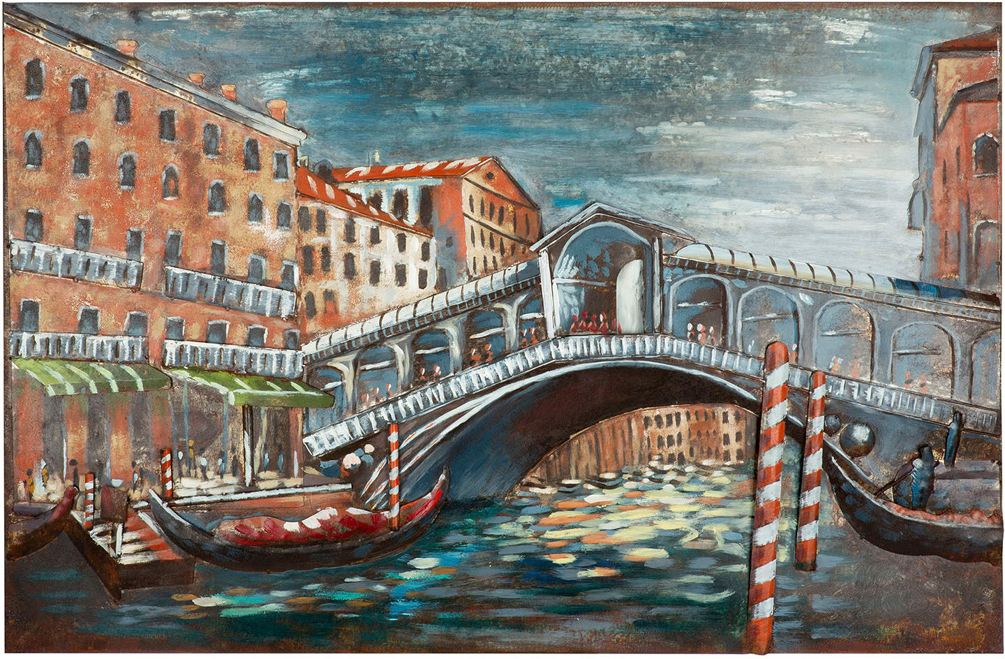 Metallbild CASABLANCA BY GILDE "Bild rechteckig Ponte di Rialto mehrfarbig H. 80 cm", bunt (farbe bild(er): mehrfarbig), B:120cm H:80cm T:4,3cm, Metall, Bilder, Metallbild farbe bild(er): mehrfarbig B/H/T: 120cm x 80cm x 4,3cm, 1 Stk.
