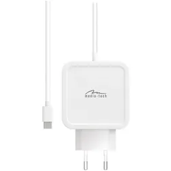 Media-Tech MT6273 65W USB-C PD Power Adaptor (65 W), USB Ladegerät, Weiss
