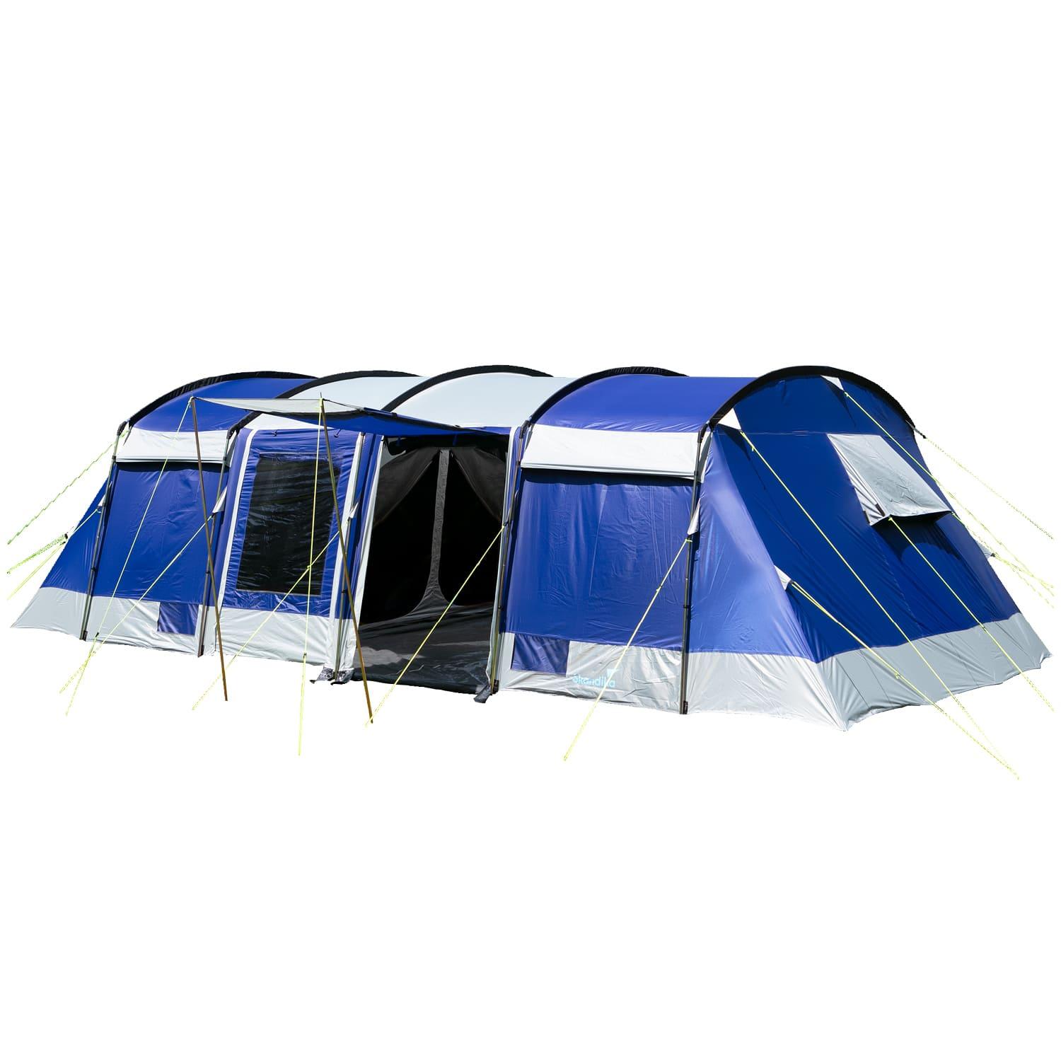 Skandika Tunnelzelt Montana 8 Personen | Camping Zelt mit/ohne eingenähten Zeltboden, mit/ohne Sleeper Technologie, 3-4 Schlafkabinen