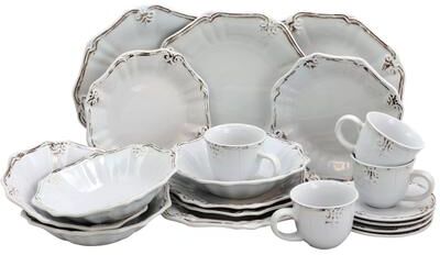 Elama Beveled Edge 20 Piece Dinnerware Set in White