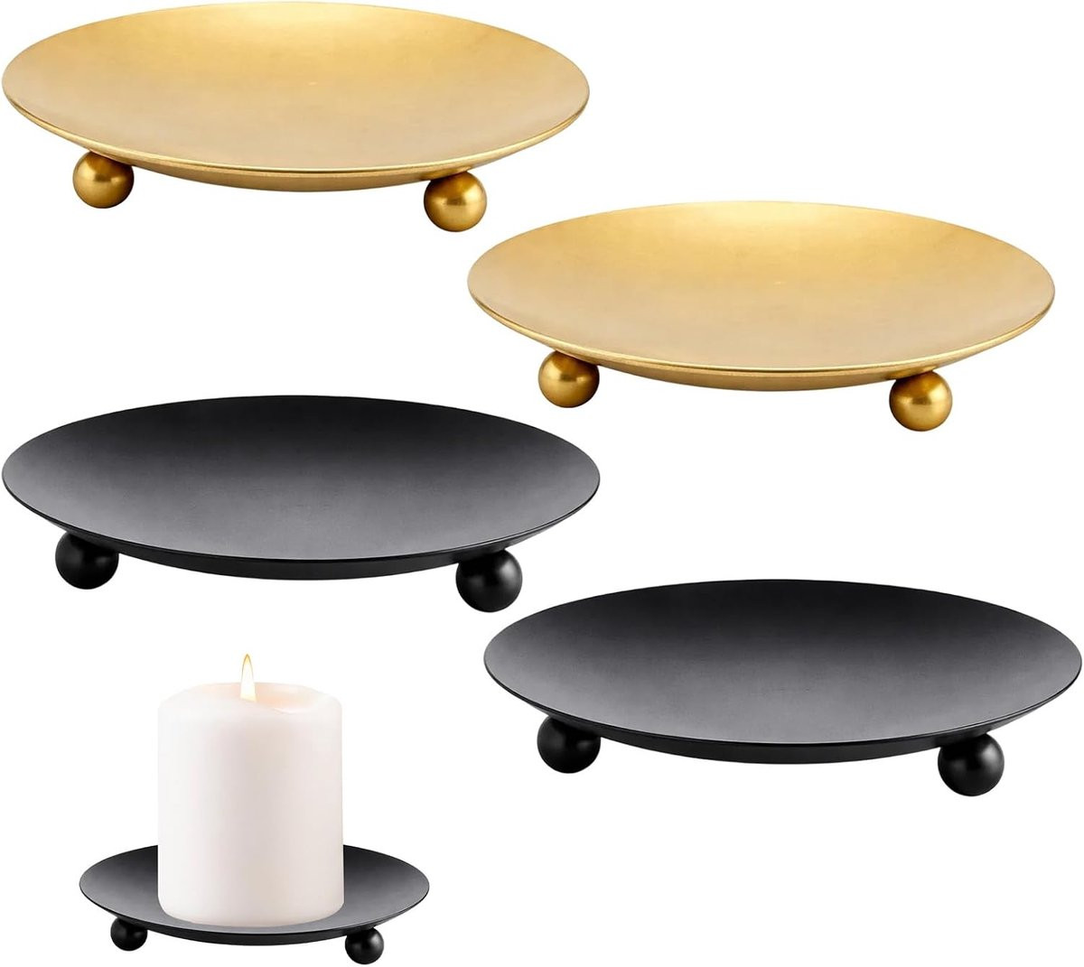 Set van 4 ronde kaarsenonderzetters voor stompkaarsen tot 9 cm van ShopVlot