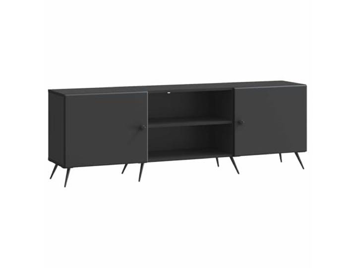 Kaorsrow TV-Schrank Schwarz 150x31x50 cm Lowboard aus Holzwerkstoff Schwarzes Lowboard mit Pendeltüren und Metallbeinen für Ihr Wohnzimmer oder Schlafzimmer.
