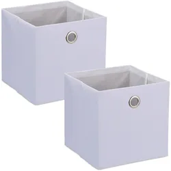 Relaxdays Aufbewahrungsbox, Ordnungsbox aus Stoff, 2er-Set, HxBxT: 30,5 x 30,5 x 30,5 cm, faltbarer Regalkorb, weiß