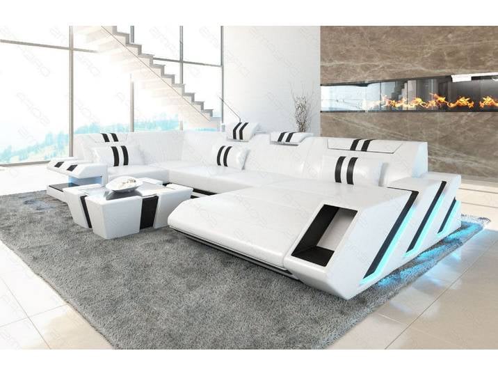 Wohnlandschaft Couch Apollonia U-Form in Leder