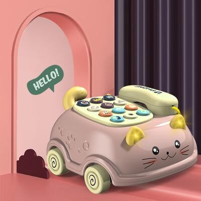 JoyToys Montessori Baby Phone Toy With Lights Music And Learning Sounds For Toddlers pink
