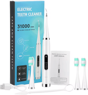 Inspire Picks Portable Sonic Dental Scaler Electric Tartar Remover & Teeth Whitening Tool white 3 Head