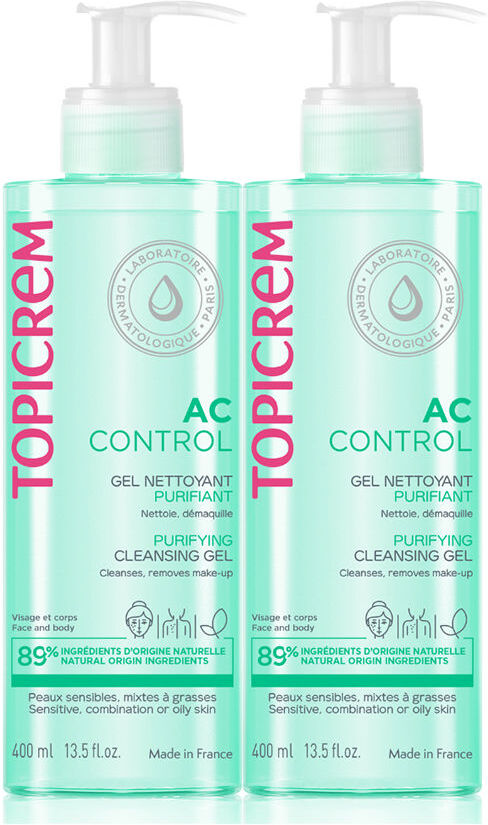 Topicrem Pacote de gel de limpeza purificante Ac 2 x 400 ml