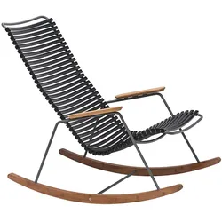 Schaukelstuhl Click Houe Lamellen schwarz, Kufen Bambus, Designer Henrik Pedersen, 64x92x100 cm