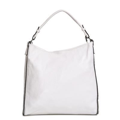 Schultertasche HARPA "HULA", Damen, Gr. B/H/T: 9cm x 35cm x 35cm, weiß, Lederimitat, unifarben, Taschen Schultertasche, mit seitlichen Kettendetails