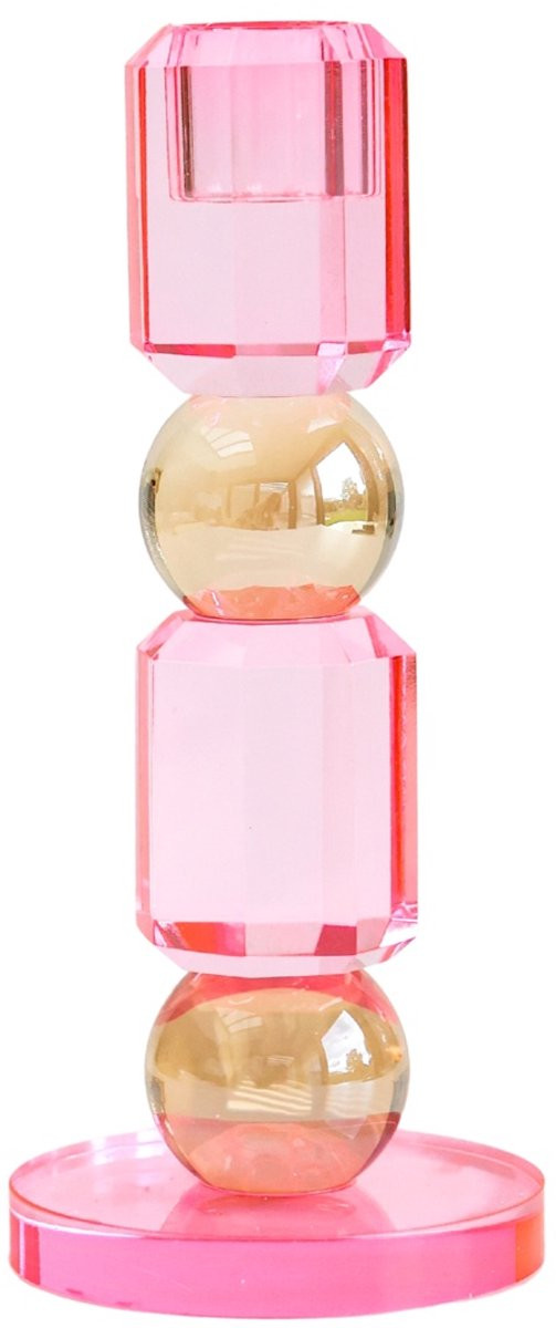 Aifcandles Crystal Sparkle Glazen Kandelaar Roze voor Taperkaarsen