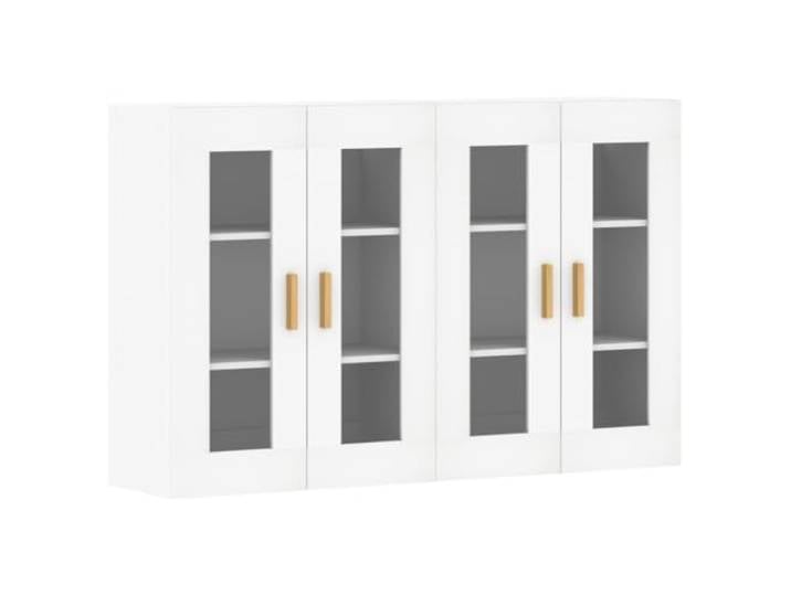 Wandschraenke 2 Stk. Weiss Holzwerkstoff Glastueren, Wandmontage, Sideboard-Aufsatz, reichlich Stauraum, Holzwerkstoff, Feuchtigkeitsbestaendigkeit