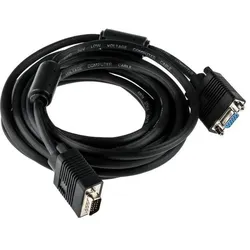 RS PRO VGA-Kabel A VGA / Stecker B VGA / Buchse, 5m PVC Schwarz (5 m), Videokabel, Schwarz