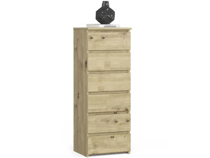 Commode AKORD CL6 Chêne Artisan 40 cm 6 tiroirs façade Chêne Artisan 40x35x109 cm