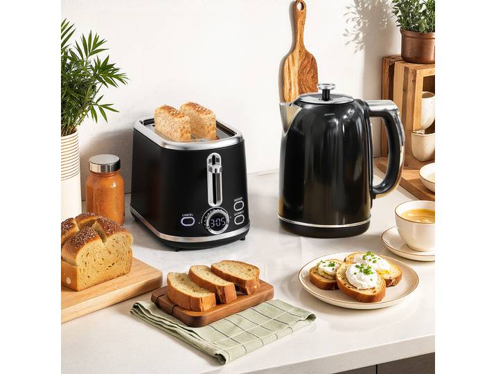 HOMCOM Ensemble Bouilloire 1,7L et Grille-Pain 2 Tranches Noir
