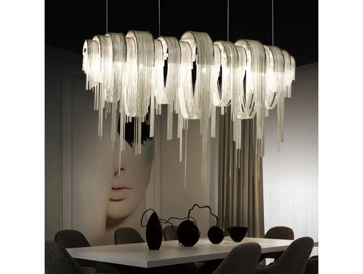 Lustre moderne Chrome gland Led Lustre éclairage salon salle à manger décor Led Lustres lampe Loft suspendus lumières Luminaire