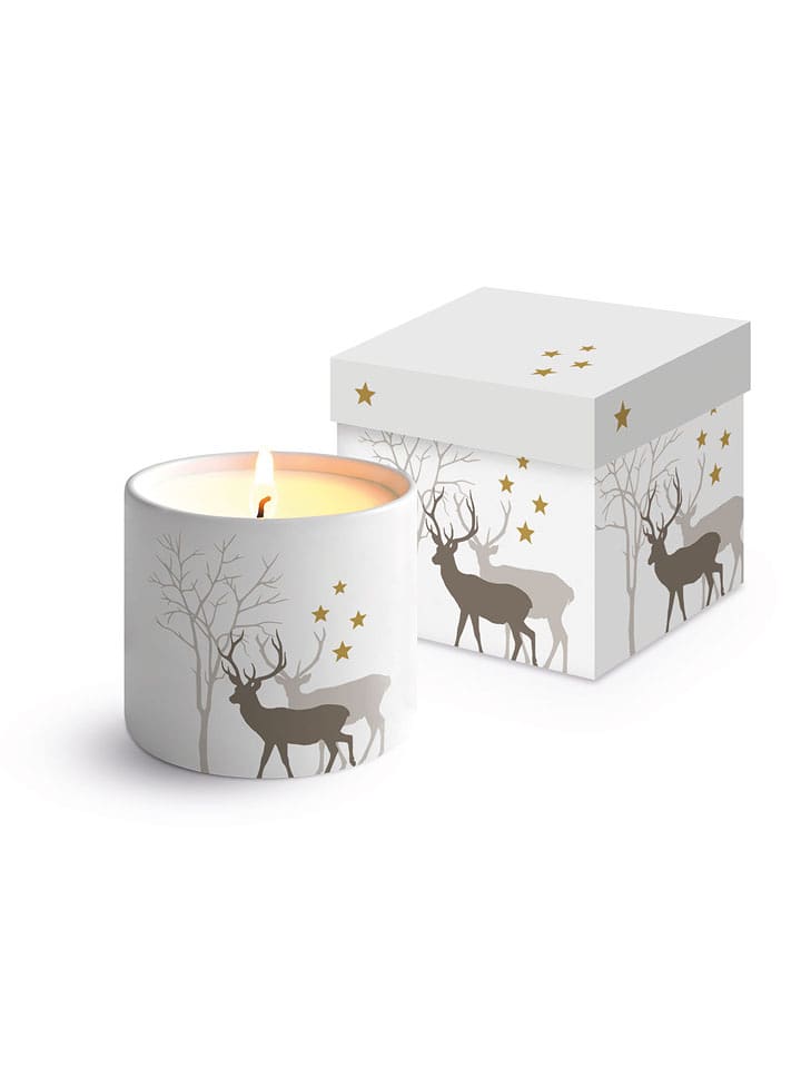 ppd Kerze ''Winter Deers'' in Weiß/ Grau - (H)8,5 x Ø 7 cm - onesize