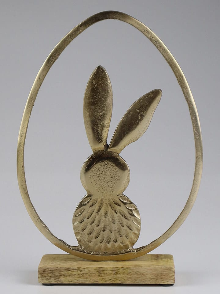 AM Design Dekoaufsteller ''Osterhase in Ei'' in Gold - (B)18 x (H)25,5 x (T)5 cm - onesize