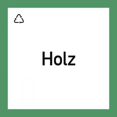 Wertstoffkennzeichnung "Holz", Folie, 300x300 mm