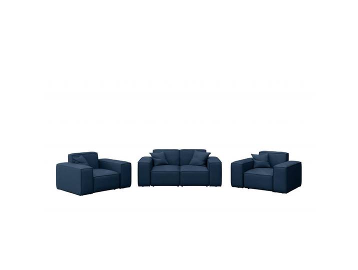Kaiser Möbel Loungegarnitur 2 1 1 Gartenmöbel, Malibu Stoff Odyssey Marineblau, Blau, Holz, 3, Gartenmöbel, Gartengarnituren, Gartenmöbel-Sets