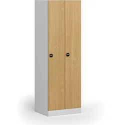Metallspind S1, 2 Abteile, 1850 x 600 x 500 mm, Schloss mit RFID-Schloss, laminierte Tür, Buche