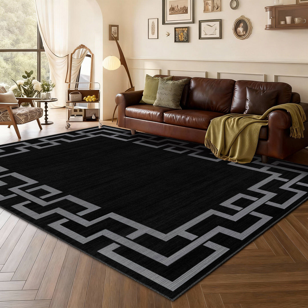 East Urban Home Rectangle Abstract Shag Indoor / Outdoor NICO BLACK Rectangle 160 x 230 cm