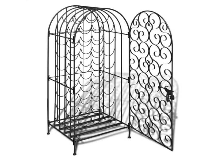 Weinständer aus Schmiedeeisen Für 35 Flaschen Geschmiedetes Eisen, Pulverbeschichtung, Seitentür, Wandmontage, elegantes Design