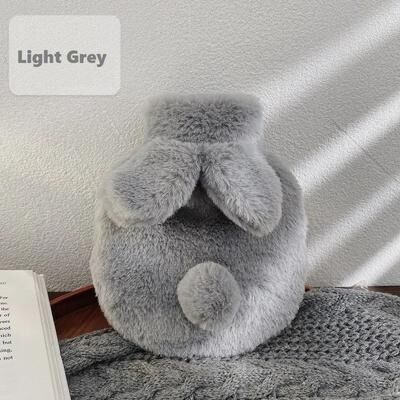 Inspired Living SnuggleBunny 300ML Plush Hot Water Bottle Cute Rabbit Hand & Feet Warmer With Soft Cover light Gray