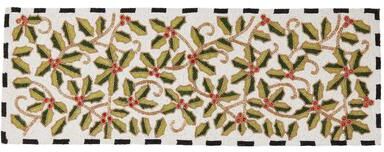 Saro Lifestyle "Sparkling Holly Leaves Beaded Table Runner - 16""x72"""
