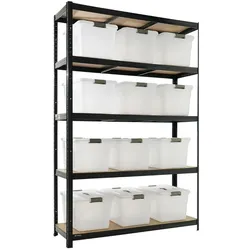 PROREGAL Schwerlastregal RAGNAR 180x120x40cm inkl. 12x Aufbewahrungsboxen 30 Liter, 5 Ebenen, Fachlast 175kg, Regal mit Boxen Aufbewahrung Kunststoff
