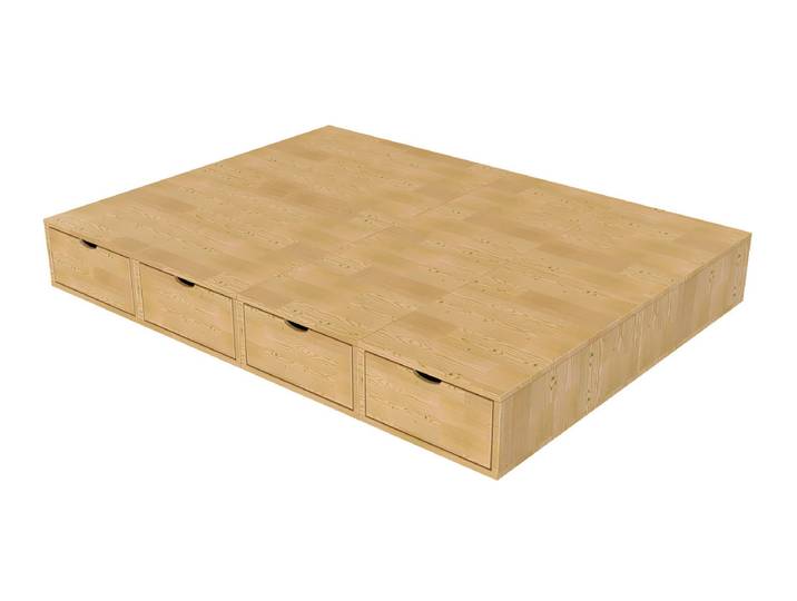 Lit double avec rangement tiroirs Cube - 140x200 140x200 Miel