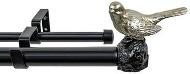 MERIVILLE 1-Inch Diameter Double Window Curtain Rod, Bird Finials