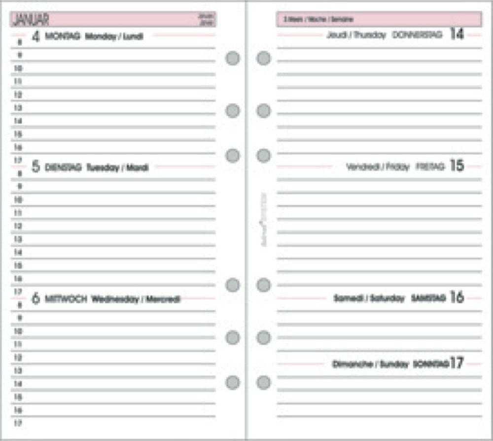 bind 260226 Vertaalkalender met wekelijks overzicht, A6, 1 week / 2 pagina's