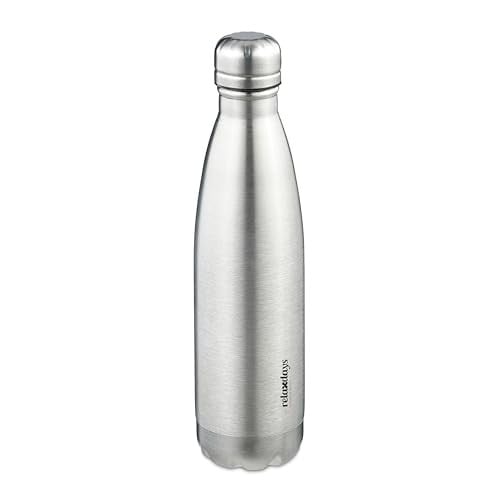 Relaxdays Drinkfles RVS Zilver 500 ml