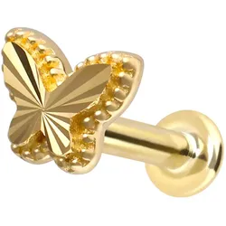 14 Karat Gold Labret mit Innengewinde SCHMETTERLING