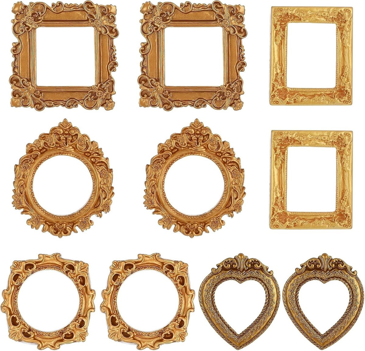 Set van 10 Vintage Mini Fotolijsten, Antieke Kleine Lijsten voor DIY Sieraden en Muurdecoratie