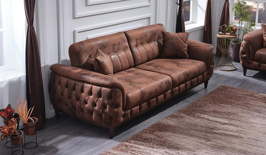 Moderne Design Sofa AEA - Luxe 3-Zits Lederen Bank voor de Woonkamer