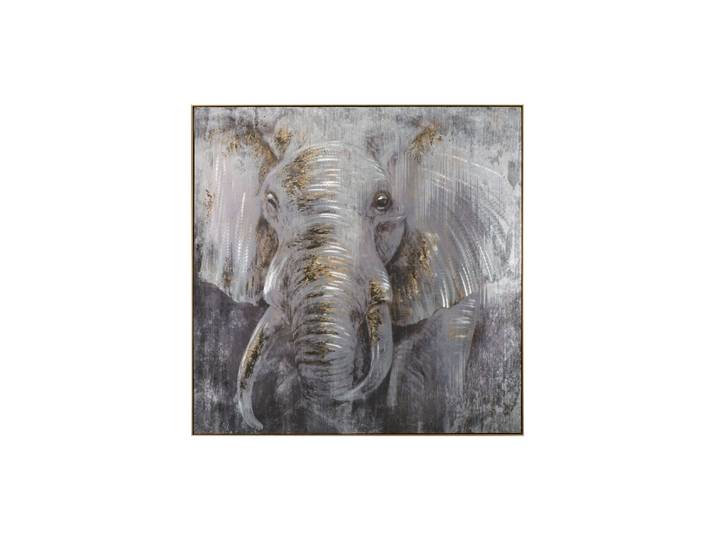 Handgemaltes, gerahmtes Bild „Elefant in Silber“ 102 x 102 cm Multicolor Crea Collection